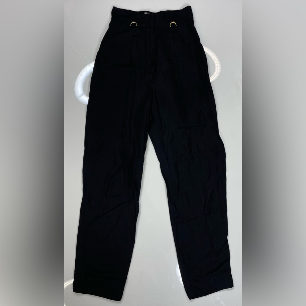 Aje Linen Blend Pleated High waist Trouser Pants Women Size 6 X 28 Black